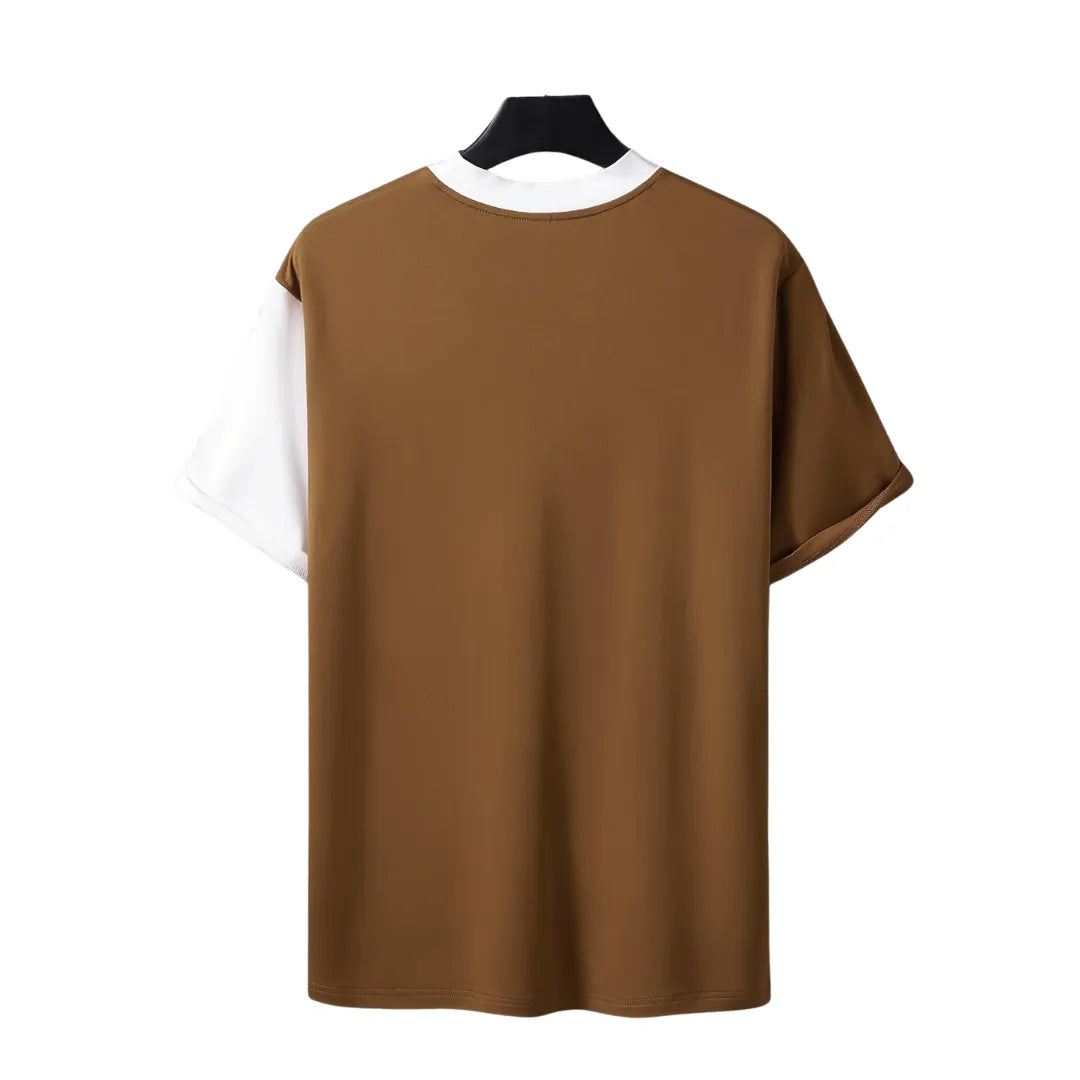 Herren Patchwork-T-Shirt mit Kurzarm