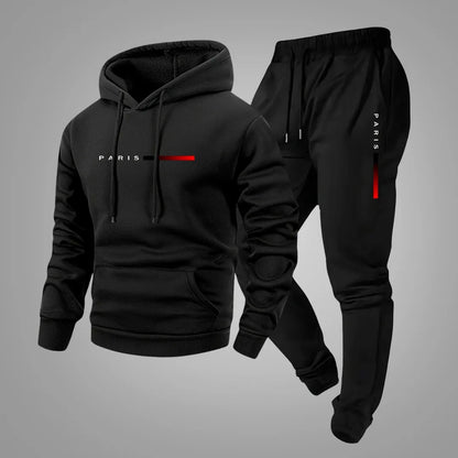 Heren Joggingpak met Capuchon – Hoodie & Joggingbroek met Paris Print