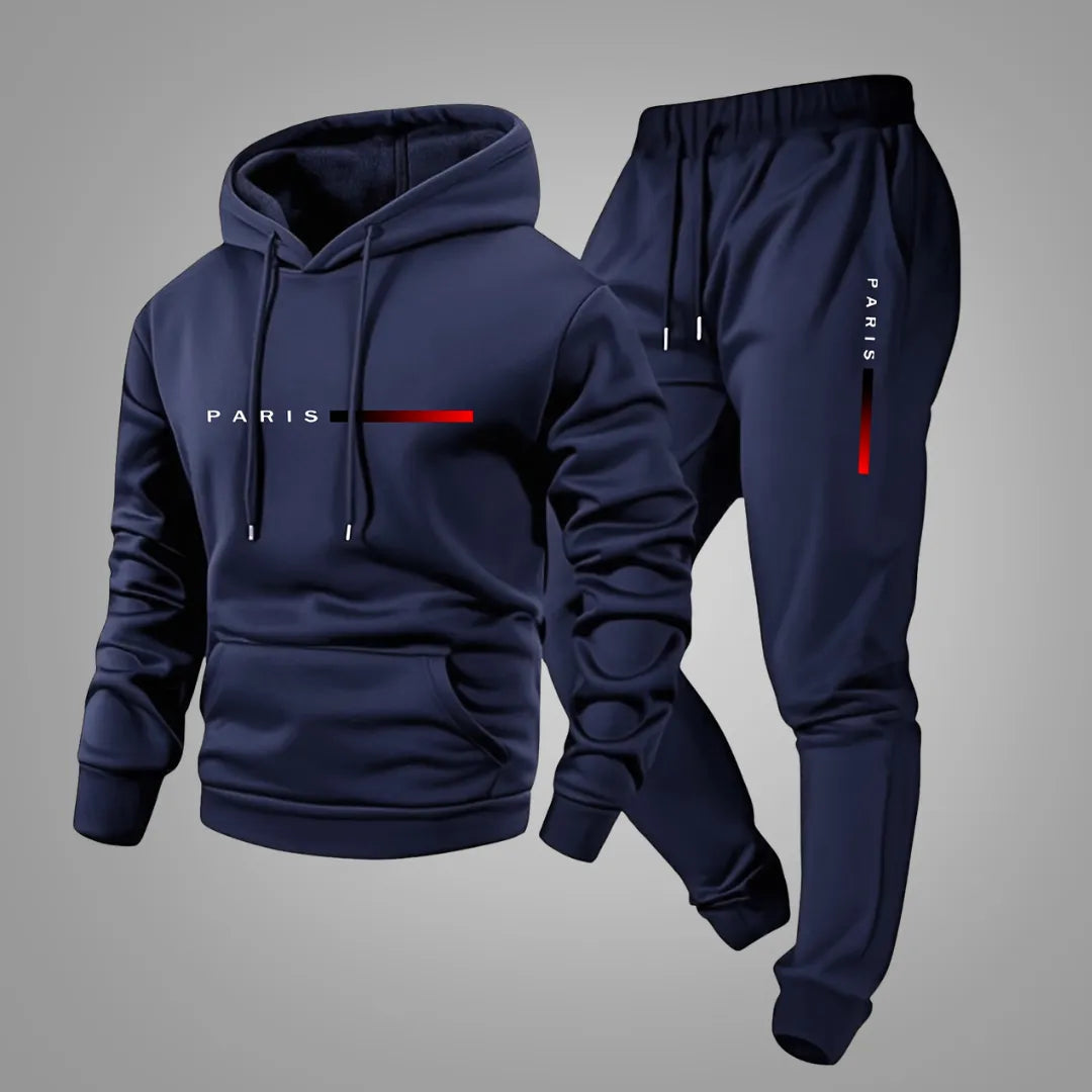 Heren Joggingpak met Capuchon – Hoodie & Joggingbroek met Paris Print