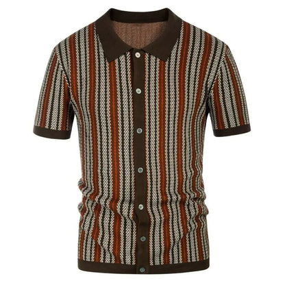 Poloshirt für Herren mit Chevron-Muster und Knopfleiste