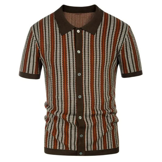 Poloshirt für Herren mit Chevron-Muster und Knopfleiste