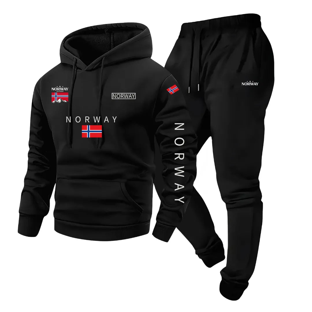 Norwegen Trainingsanzug für Herren mit Kapuzenpullover und Jogginghose