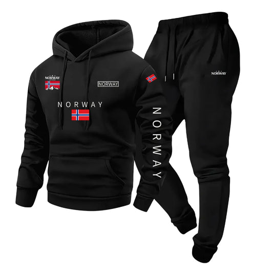 Norwegen Trainingsanzug für Herren mit Kapuzenpullover und Jogginghose