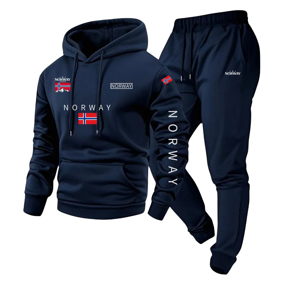 Norwegen Trainingsanzug für Herren mit Kapuzenpullover und Jogginghose