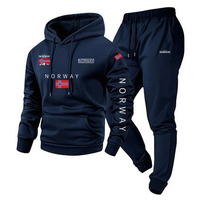 Norwegen Trainingsanzug für Herren mit Kapuzenpullover und Jogginghose
