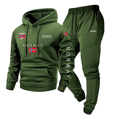 Norwegen Trainingsanzug für Herren mit Kapuzenpullover und Jogginghose