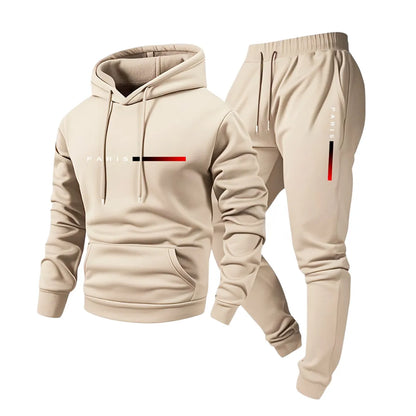 Trainingsanzug für Herren mit Kapuzenpullover und Jogginghose mit Paris-Print