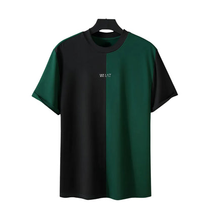 Heren Patchwork T-Shirt met Korte Mouw