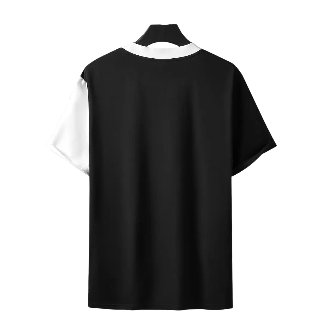 Heren Patchwork T-Shirt met Korte Mouw