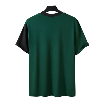 Heren Patchwork T-Shirt met Korte Mouw