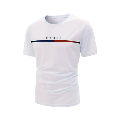 Heren Gestreept Paris T-Shirt met Korte Mouw