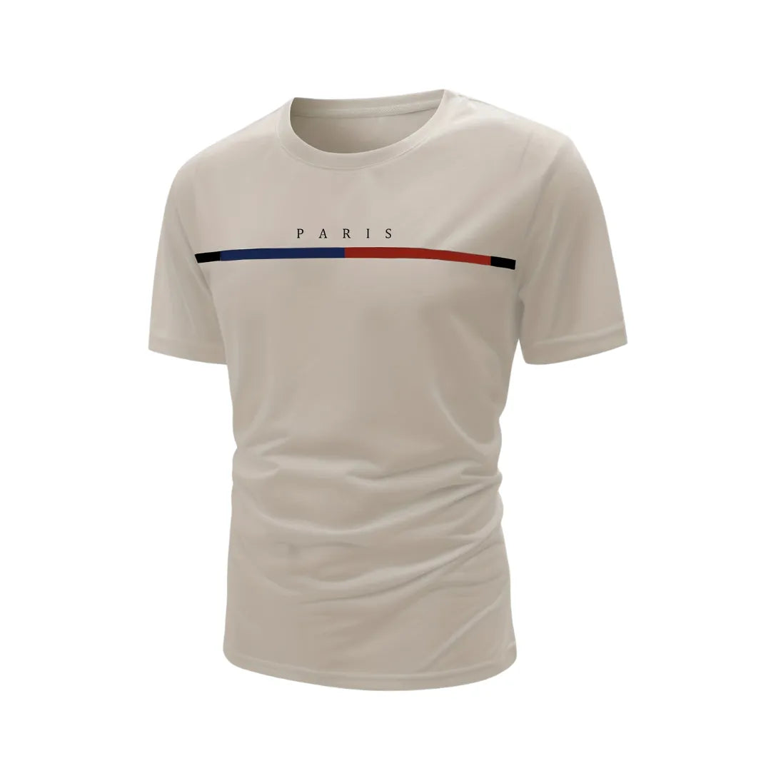 Heren Gestreept Paris T-Shirt met Korte Mouw