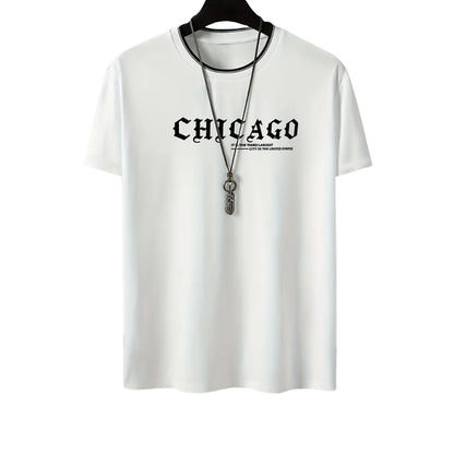Heren Grafisch T-Shirt Chicago met Korte Mouw