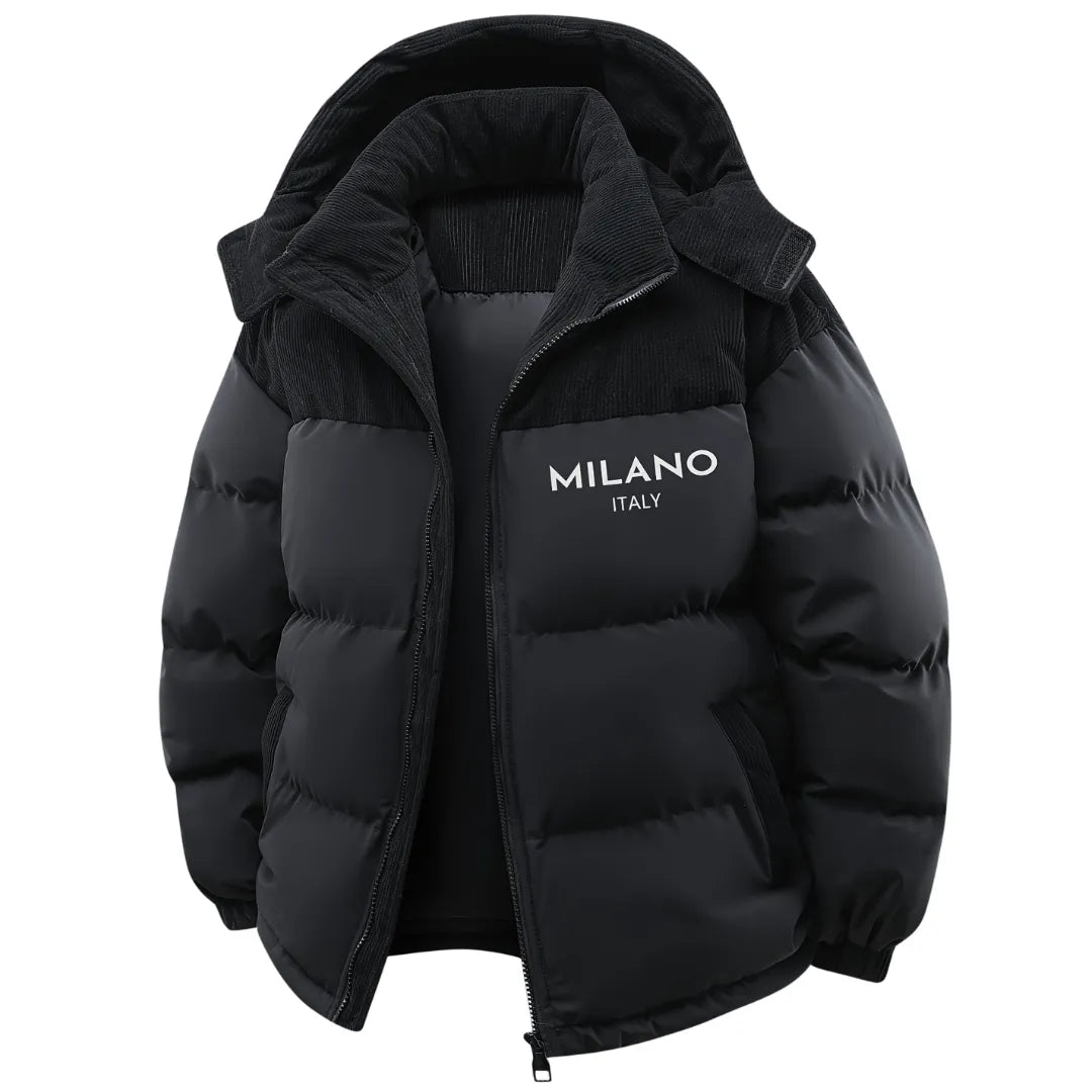 Gefütterte Winterjacke für Herren mit abnehmbarer Kapuze