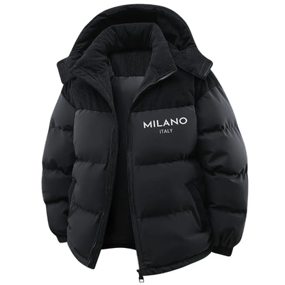 Gefütterte Winterjacke für Herren mit abnehmbarer Kapuze