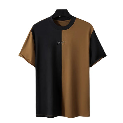 Heren Patchwork T-Shirt met Korte Mouw