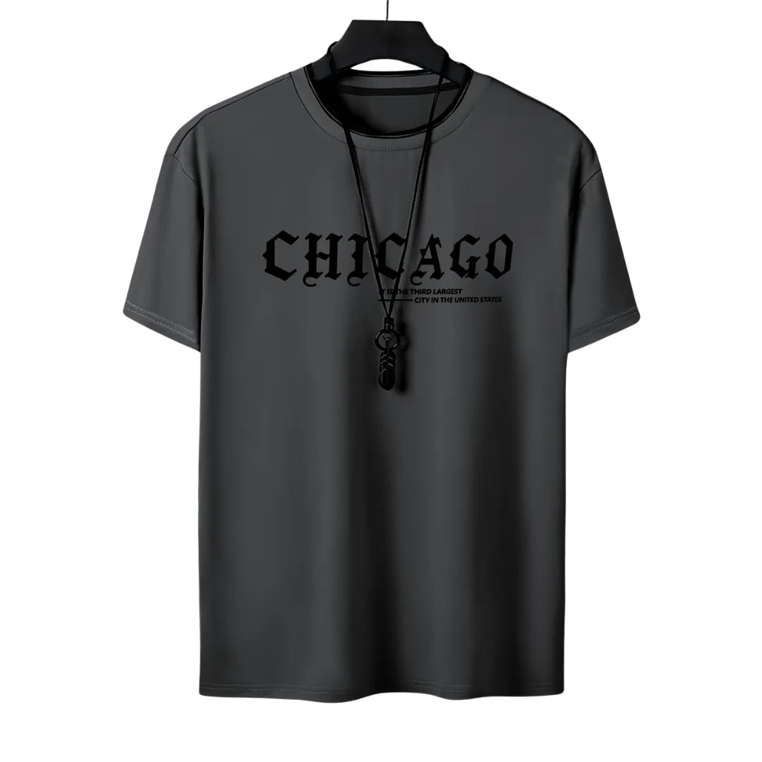 Heren Grafisch T-Shirt Chicago met Korte Mouw