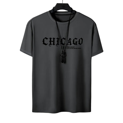 Heren Grafisch T-Shirt Chicago met Korte Mouw