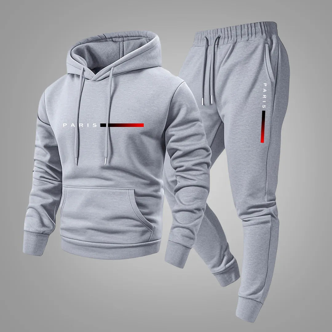 Heren Joggingpak met Capuchon – Hoodie & Joggingbroek met Paris Print