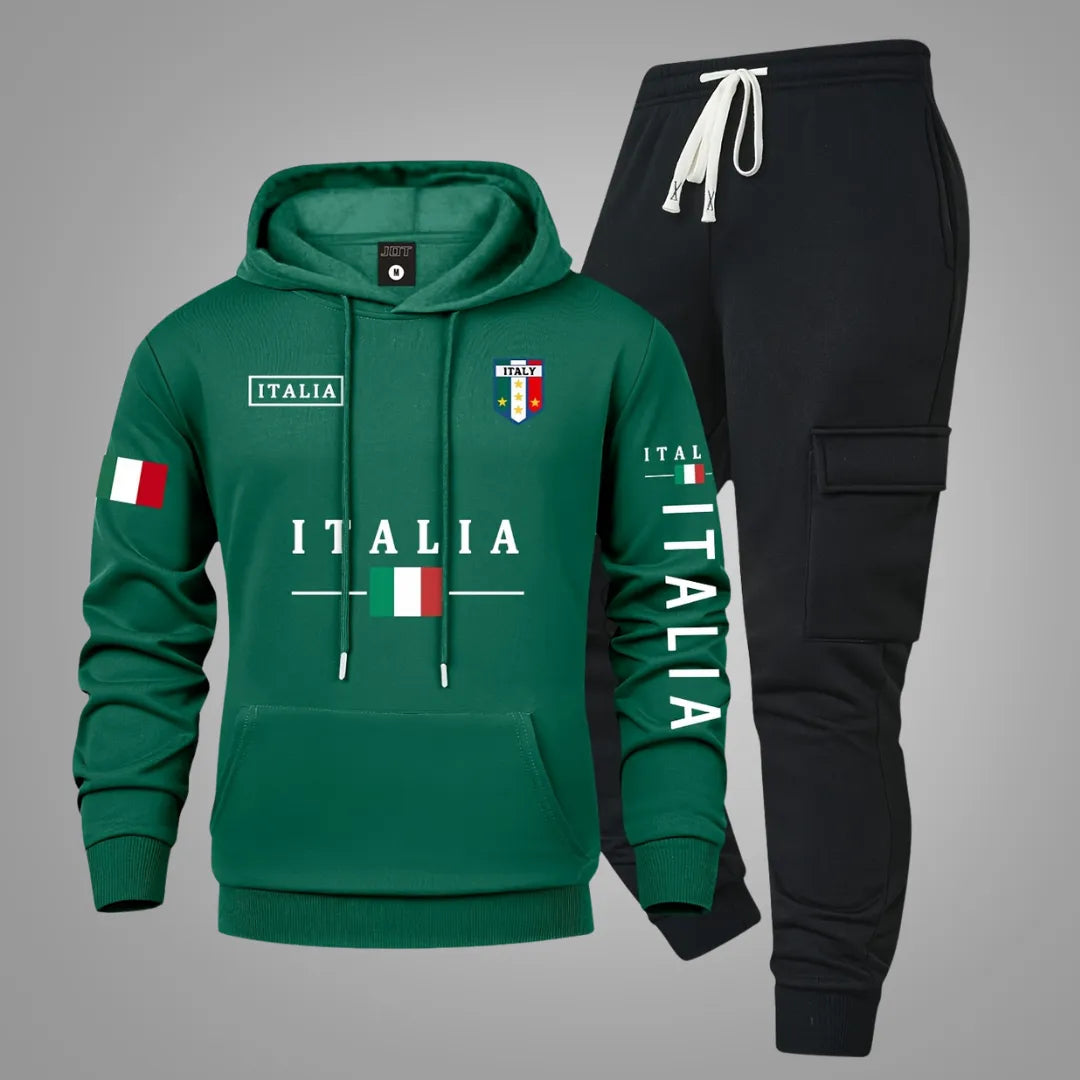 Heren Casual Hoodie & Cargo Joggingbroek Set met Praktische Zakken