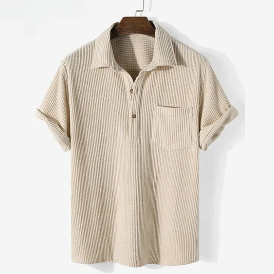 Heren Relaxed Poloshirt met Structuur