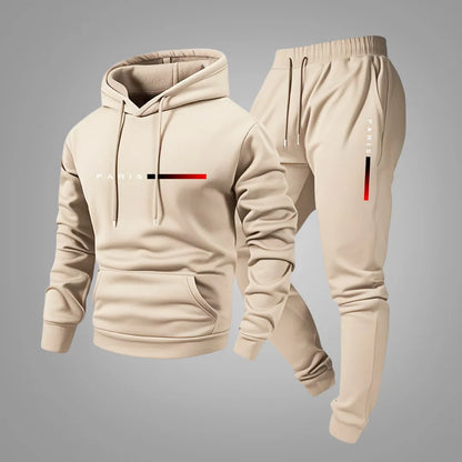 Heren Joggingpak met Capuchon – Hoodie & Joggingbroek met Paris Print