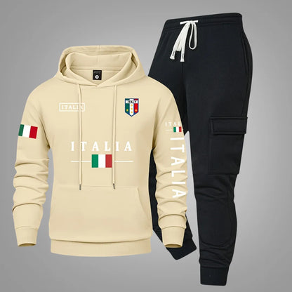 Heren Casual Hoodie & Cargo Joggingbroek Set met Praktische Zakken