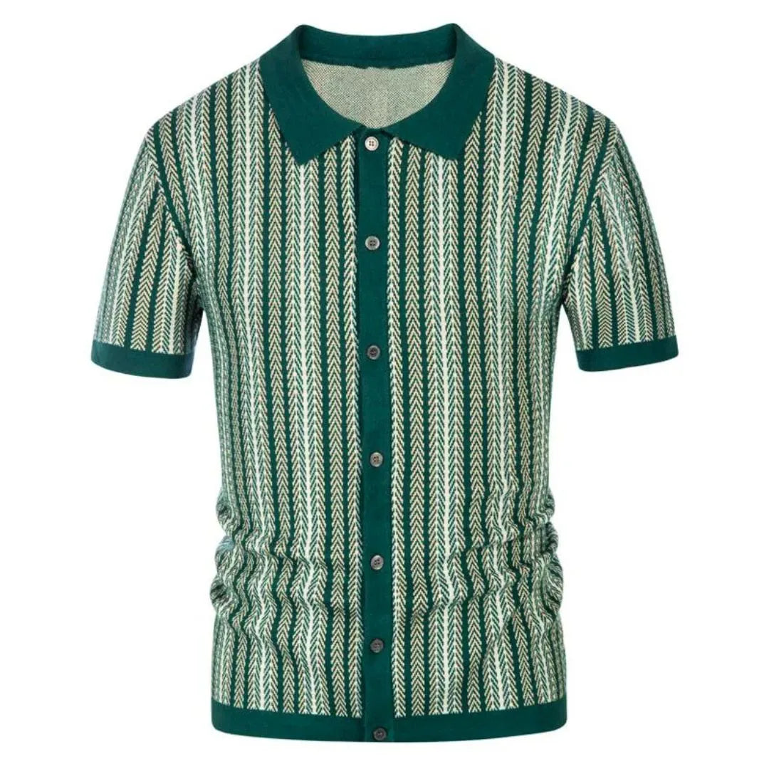 Poloshirt für Herren mit Chevron-Muster und Knopfleiste