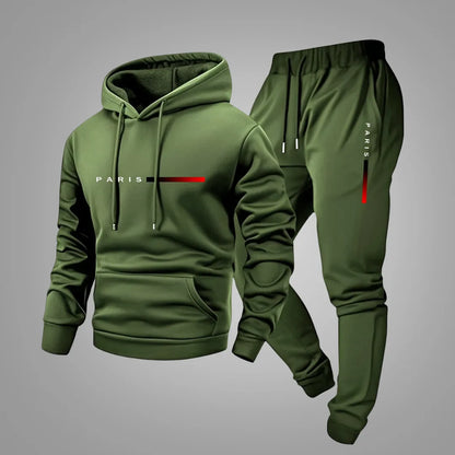 Heren Joggingpak met Capuchon – Hoodie & Joggingbroek met Paris Print