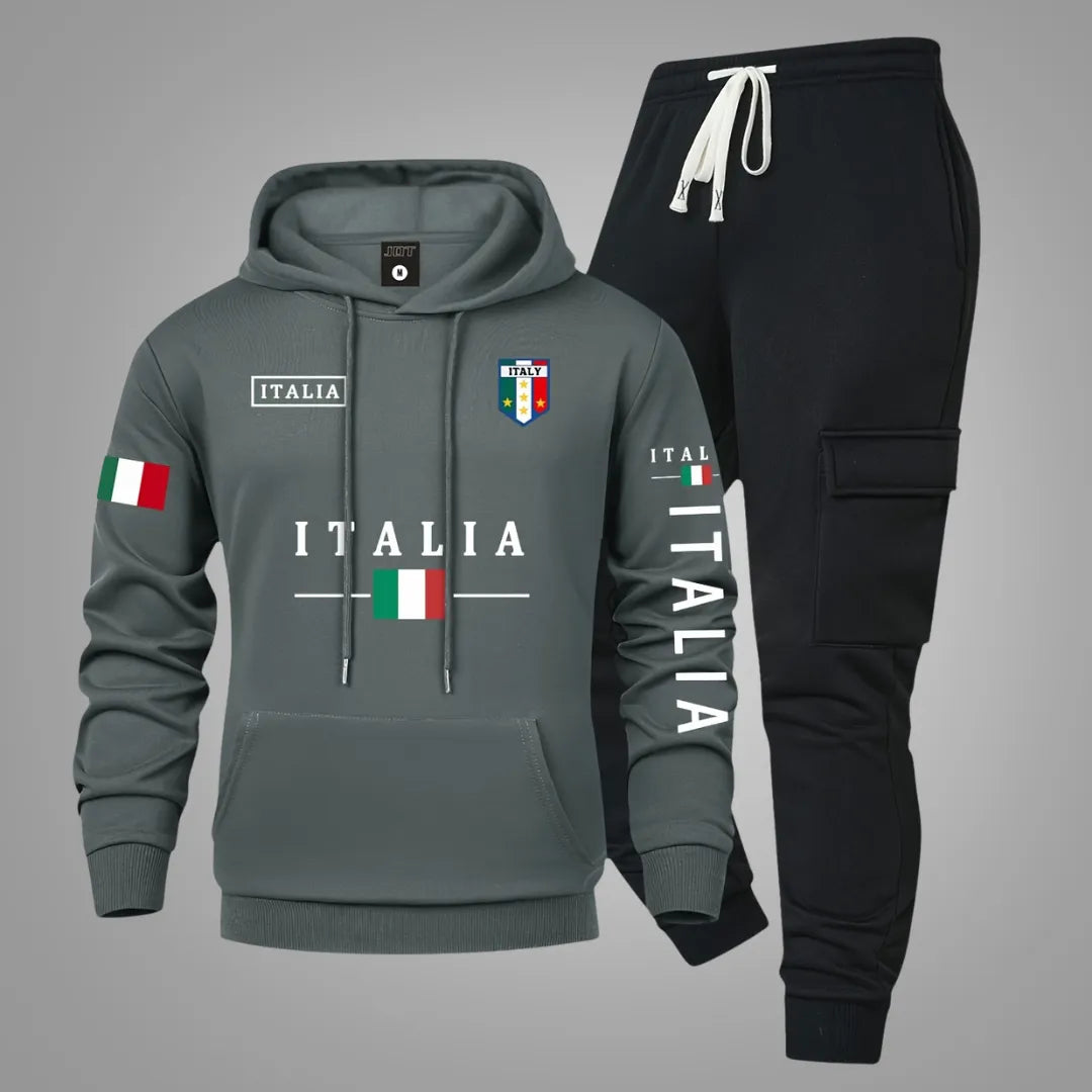 Heren Casual Hoodie & Cargo Joggingbroek Set met Praktische Zakken