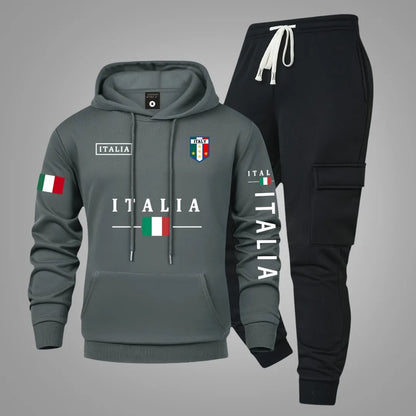 Heren Casual Hoodie & Cargo Joggingbroek Set met Praktische Zakken