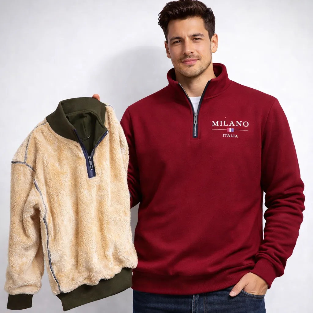 Fleece-Kapuzenpullover für Herren mit kurzem Reißverschluss für den Winter