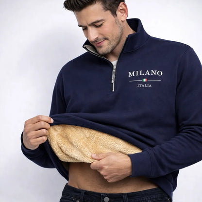 Fleece-Kapuzenpullover für Herren mit kurzem Reißverschluss für den Winter
