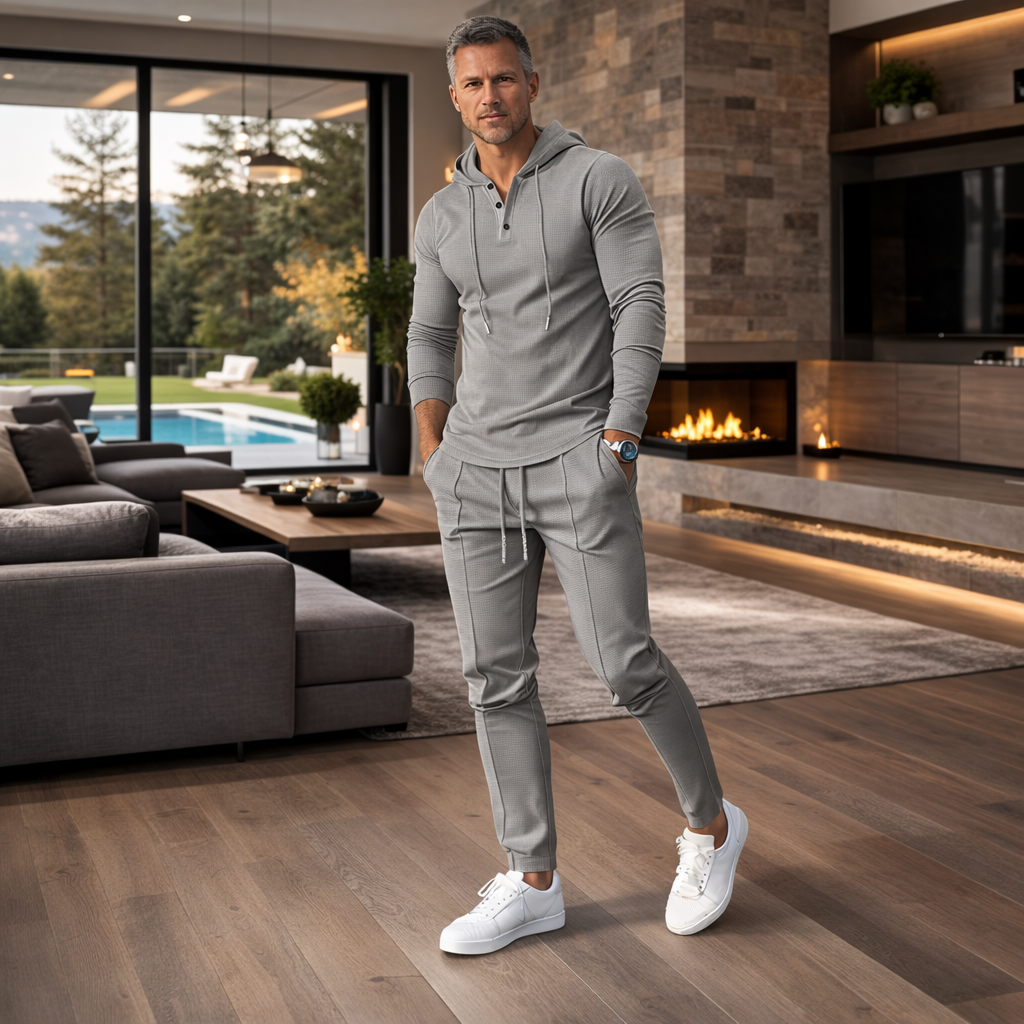 Wafelstructuur Herenset – Hoodie & Joggingbroek