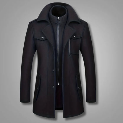 Heren Tweed Winterjas met Dubbele Kraag