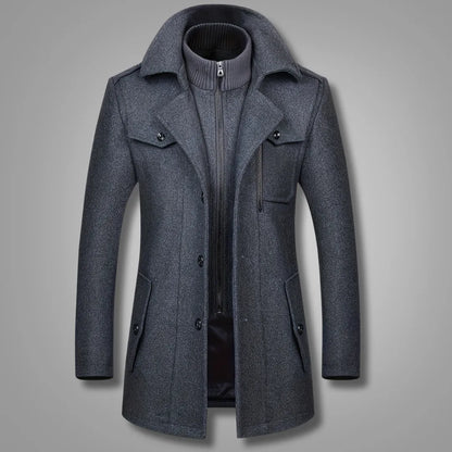 Heren Tweed Winterjas met Dubbele Kraag