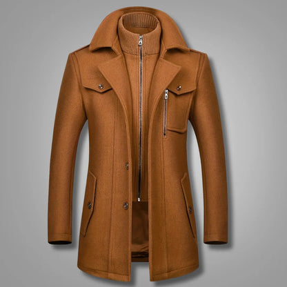 Heren Tweed Winterjas met Dubbele Kraag