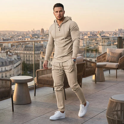 Wafelstructuur Herenset – Hoodie & Joggingbroek